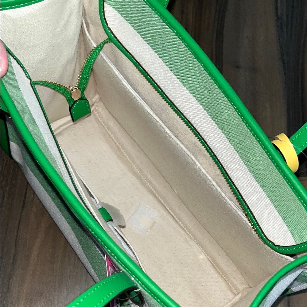 *SOLD* Kate Spade Green and White Cabana Tote - Picture 8 of 12